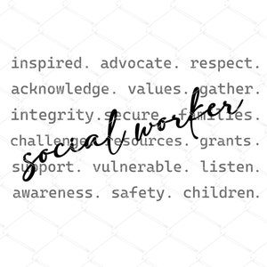 Sozialarbeiter Typografie SVG PNG, Word Cloud svg, Sozialarbeiter svg, Sozialarbeiter Word Cloud svg, Wort Art svg, geschnittene Datei Silhouette Cricut
