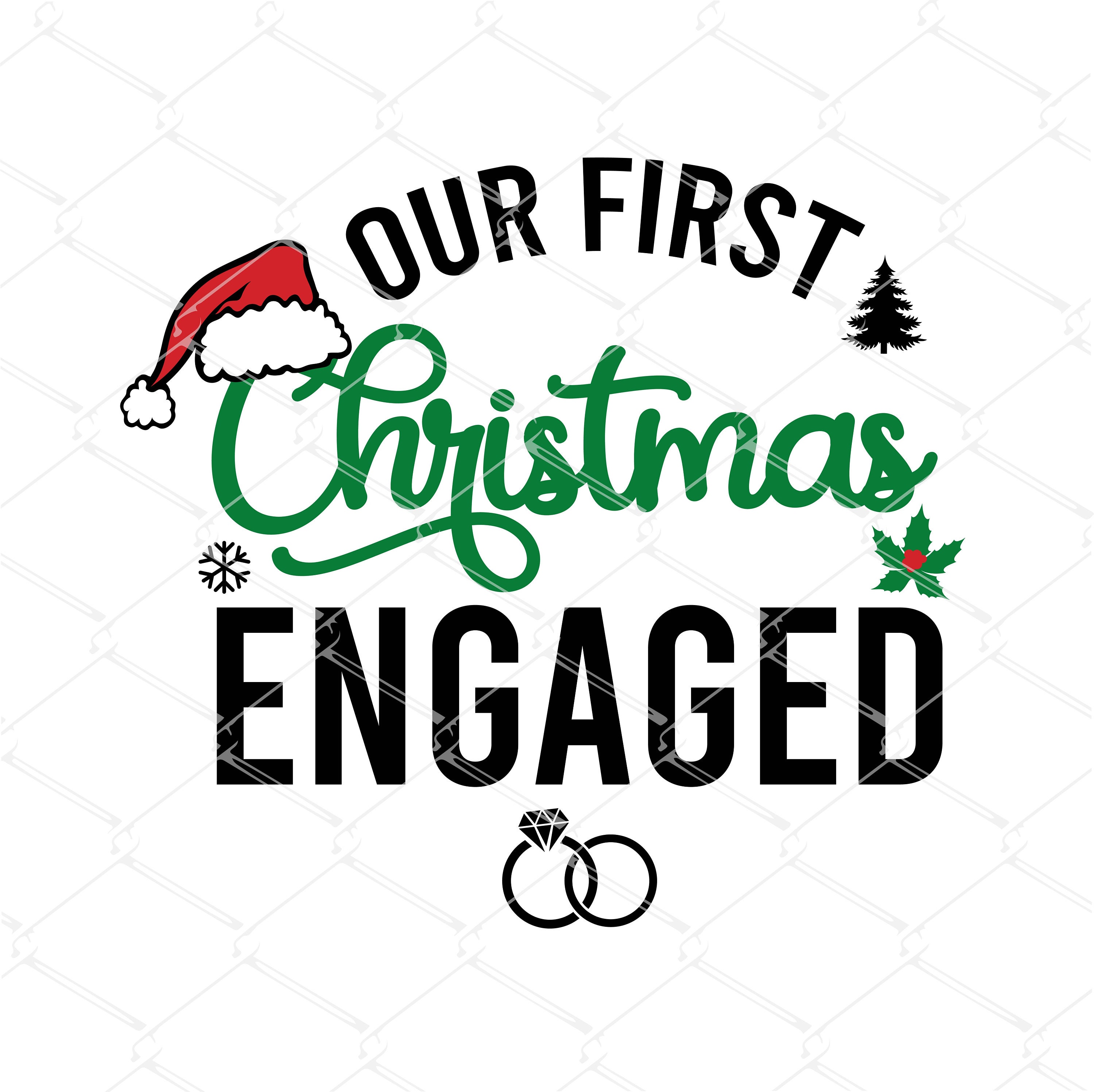 Our First Christmas Engaged Bundle SVG PNG, Christmas Couple Matching T