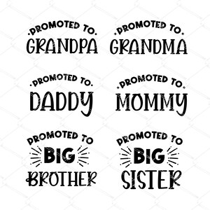 Pacote familiar de anúncio de gravidez SVG PNG, promovido para mamãe svg, anúncio de bebê svg, gravidez engraçada svg, promovido para irmão mais velho svg