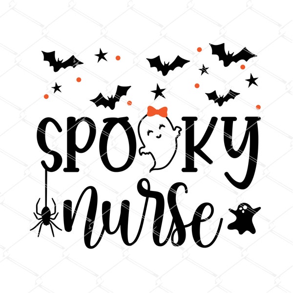 Spooky Nurse SVG PNG, Spooky Vibes Svg, Nurse Halloween svg,  Cute halloween party shirt for nurse svg, Cut File for Silhouette Cricut, PNG