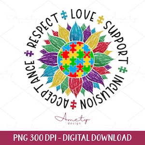 Autismus Bewusstsein Sonnenblume PNG, Respekt, Liebe Unterstützung Autismus PNG, Autismus Puzzle PNG, Autismus Mutter PNG, Autismus Glitzer PNG, PNG Sublimation