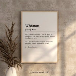 Whanau New Zealand Maori Wall Art. INSTANT DIGITAL DOWNLOAD. Family meaning digital print