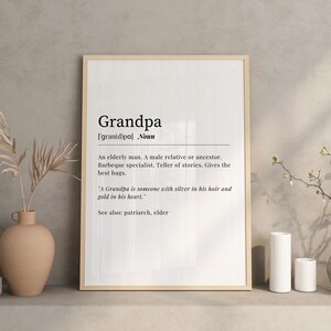 Opa Wandkunst. Geschenk zum Vatertag. Definition von Opa. Sofortiger DIGITALER DOWNLOAD. Familie Opa Digital Art Print. A1 A2 A3 A4 A5