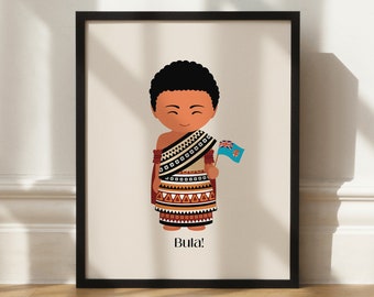 Fijian Boy Digital Art Print. Fijian Boy Instant Digital Download. Fijian wall art. Fijian boy art.