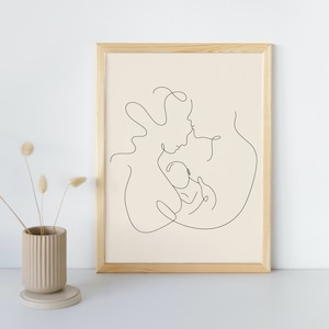 Family of 3 Line Art. New born baby. Baby shower gift. DIGITAL DOWNLOAD.