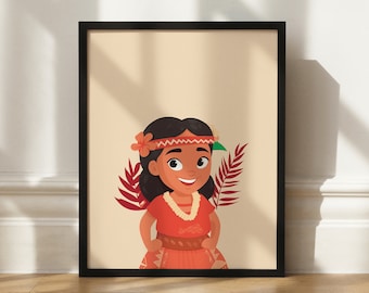 Polynesian Girl Art Print: Island Nursery Decor (Digital Download)