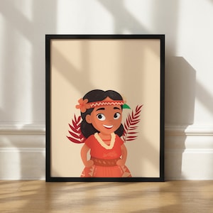 Polynesian girl digital artwork. Pacific Islander girl digital print. Island girl artwork.