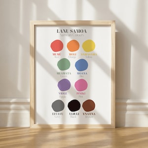 Samoan Farben Poster für Kinder. Lernposter für Kinder in der samoanischen Sprache. Sofortiger digitaler Download. Druck zu Hause samoanische Kunst.