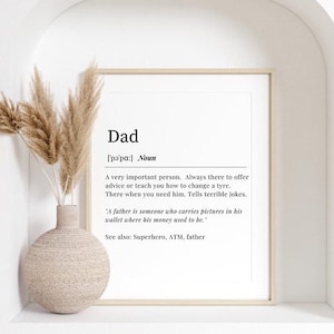Dad Wall Art. Fathers Day Gift. Definition of Dad. Instant DIGITAL DOWNLOAD.