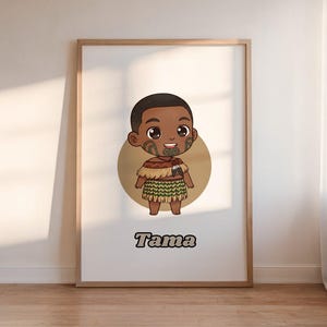 Māori Boy Digital Art Print – Indigenous New Zealand Wall Art for Kids Room & Nursery (Instant Download)