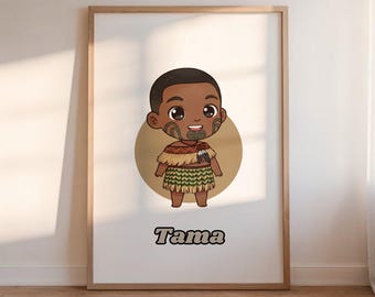 Māori Boy Art Print: Indigenous New Zealand Nursery Decor (Instant Download)