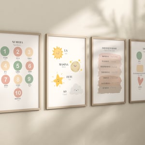 Conjunto de 4 carteles educativos samoanos para niños. Arte de pared para niños samoanos. Descarga digital instantánea.