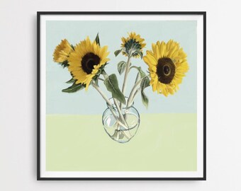 Giclee Art Prints - Floral Art Prints - Beautiful Botanical Art Prints - Sunflowers Art Prints