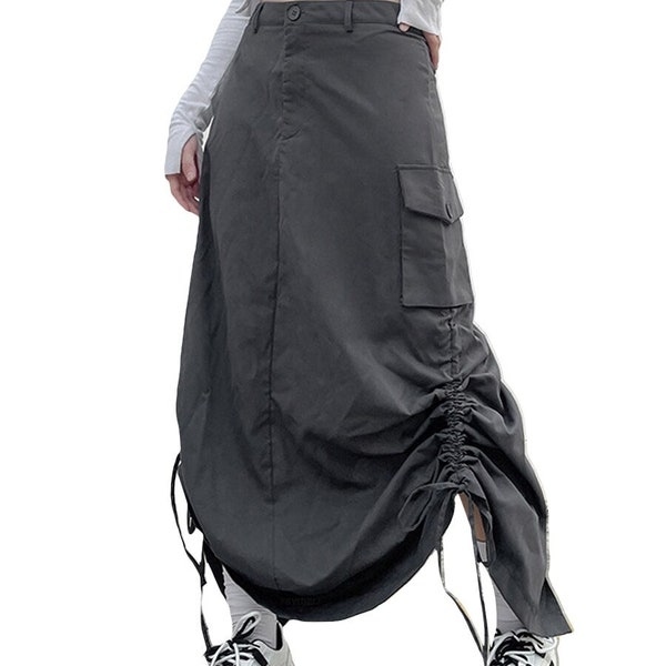 Y2k Cargo Maxi Skirt Etsy