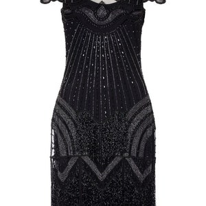 Robe d'invité de mariage Beatrice dans une robe noire à clapet incluse, robe de mariée Downton Abbey d'inspiration vintage des années 1920 Great Gatsby Art déco image 4