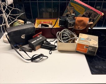 Flash Master Kamera Johnson Monolight Kodak Instamatic M12 Film Kamera Bundle Sammler Artikel Vintage 1950er Jahre