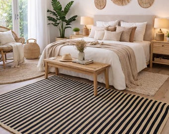 Handmade 100% natural raffia rug. Decorative boho chic rug, eco-friendly natural fiber, unique and authentic handcrafted piece.