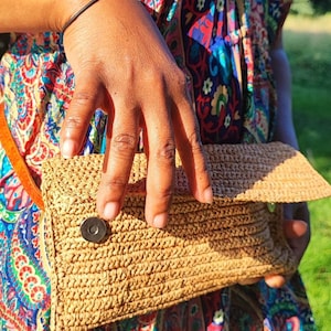 Raffia belt bag, crochet belt bag, crochet pouch, summer bag, raffia belt bag, gift idea, gift idea bag, gift