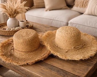 Straw hat, summer hat, raffia hat, summer accessory, beach hat, gift idea for women, handmade hat, boho decorative hat