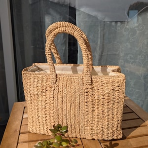 Sac raphia crochet, sac crochet, sac à main, sac raphia, sac fait main, sac fait main crochet, sac à main femme, sac paille, panier raphia