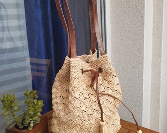 Sommertasche aus gehäkeltem Baststroh, Tragetasche für Reisen, Urlaub und Strand, Bast-Einkaufstasche, handgefertigte Häkelgeschenkidee für Frauen, Handtasche