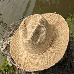 Raffia hat, crochet hat, straw hat, decorative hat, unisex hat, women&#39;s-men&#39;s hat, summer hat, cowboy hat