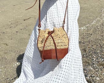 Shoulder bag, crochet bag, raffia bag, straw bag, beach bag, summer bag, gift idea bag, women's bag, handbag, bucket bag, straw basket