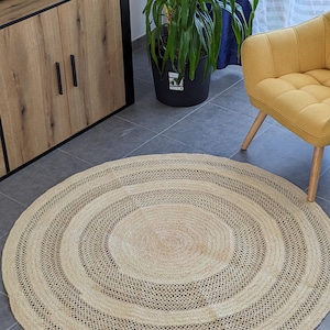 Rug, boho rug, raffia rug, modern decorative rug, bedroom rug, raffia straw rug, living room rug, decorative round rug, gift rug