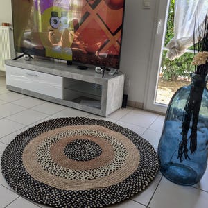 Rug, decorative rug, natural straw rug, raffia rug, round children&#39;s rug, boho rug, boho rug, straw living room rug, round rug