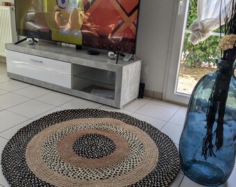Rug, decorative rug, natural straw rug, raffia rug, round children's rug, boho rug, boho rug, straw living room rug, round rug