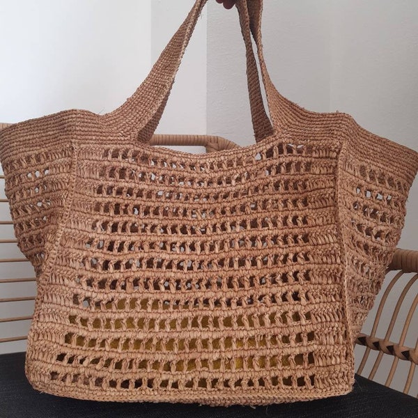 SAC de Plage, Sac d été, Sac en raphia,Sac crochet