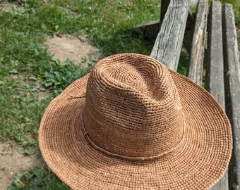 Raffia hat, straw hat, summer hat, crochet hat for women, men's hat, unisex hat, handmade hat, gift for men, gift