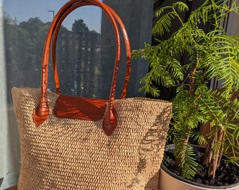 Raffia bag, crocheted raffia bag, straw bag, women's handbag, summer bag, tote bag, casual bag, party gift bag, beach bag