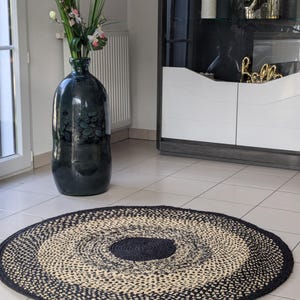 Round raffia rug, boho rug, raffia rug, straw rug, natural decorative rug, gift rug, bedroom_living room rug, raffia straw rug