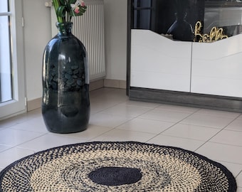 Round raffia rug, boho rug, raffia rug, straw rug, natural decorative rug, gift rug, bedroom/living room rug, straw raffia rug