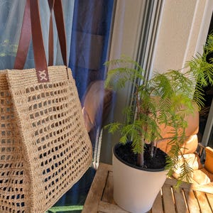 Basttasche, Häkeltasche, Sommertasche, Basttasche für Damen, Strandkorb, Strohtasche, Bastkorb, Basthandtasche, Boho-Tasche, handgefertigte Tasche Bild 3