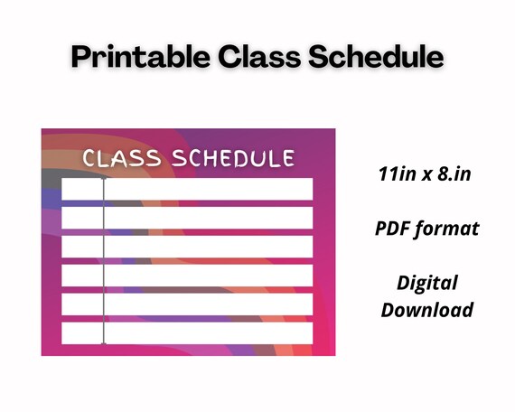 Printable Classroom Schedule Pink Rainbow 11in X 8.5in - Etsy