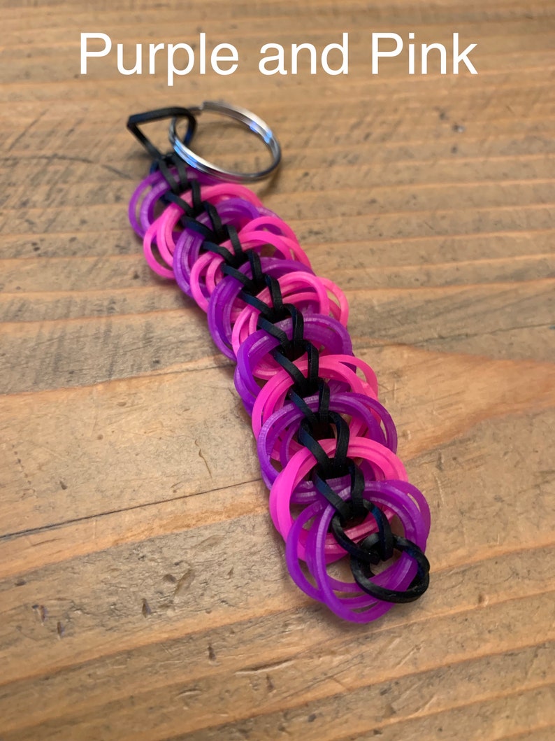Rainbow Loom Keychain Pick a Color Etsy