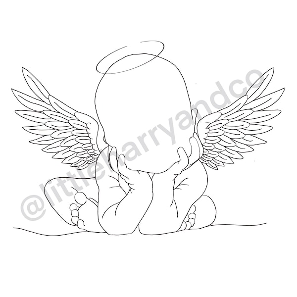 Angel Baby Clipart, PNG, Sublimation, Line Drawing, Still birth, Baby Loss, Infant Loss, miscarriage, TFMR, ectopic, memorial, keepsake