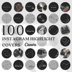 100 Instagram Highlight Covers, Minimalist Covers for Instagram, Word Instagram Icons, Black Icon for Instagram, Text Instagram Story Covers