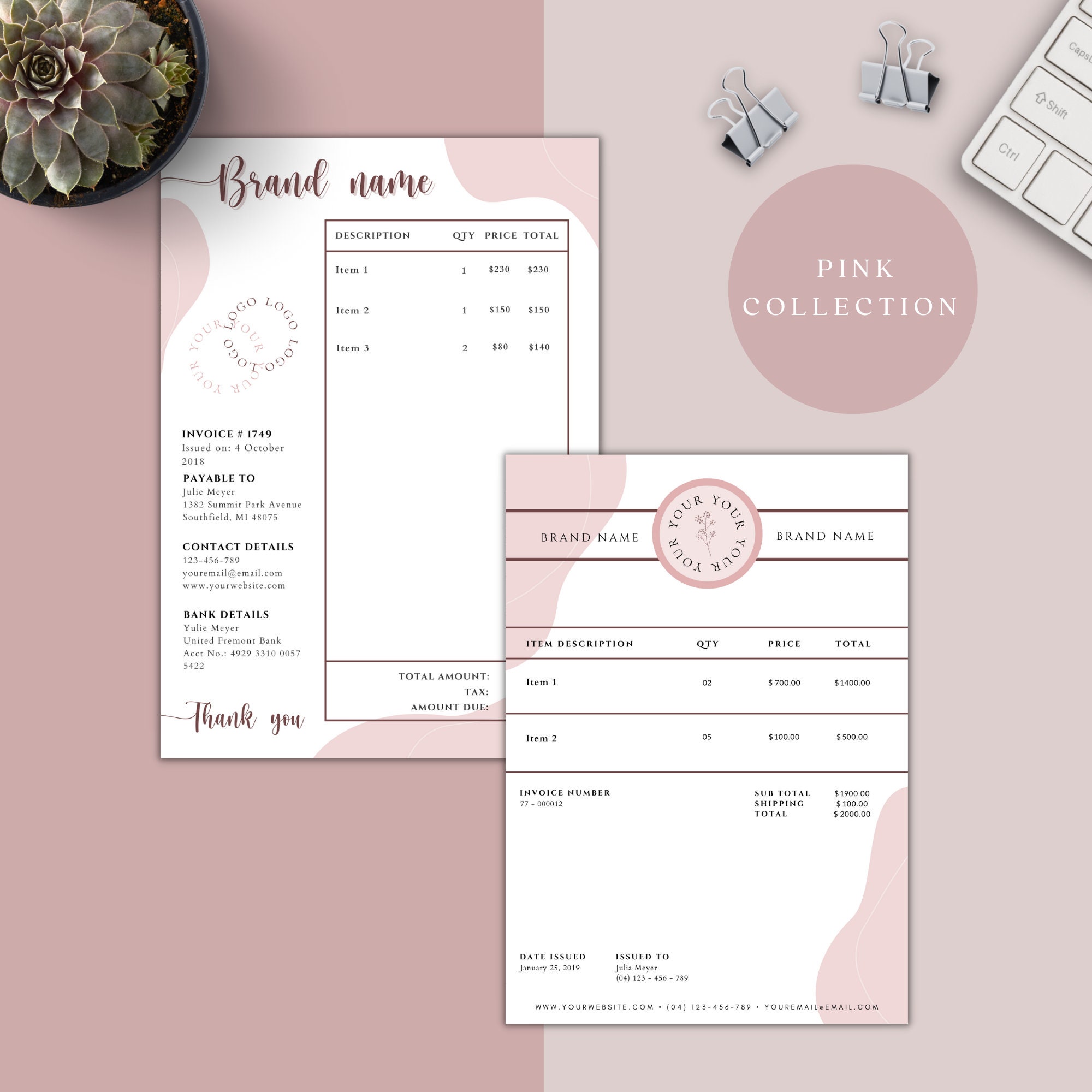 Business Invoice Editable Template, Printable Order Form, Digital ...