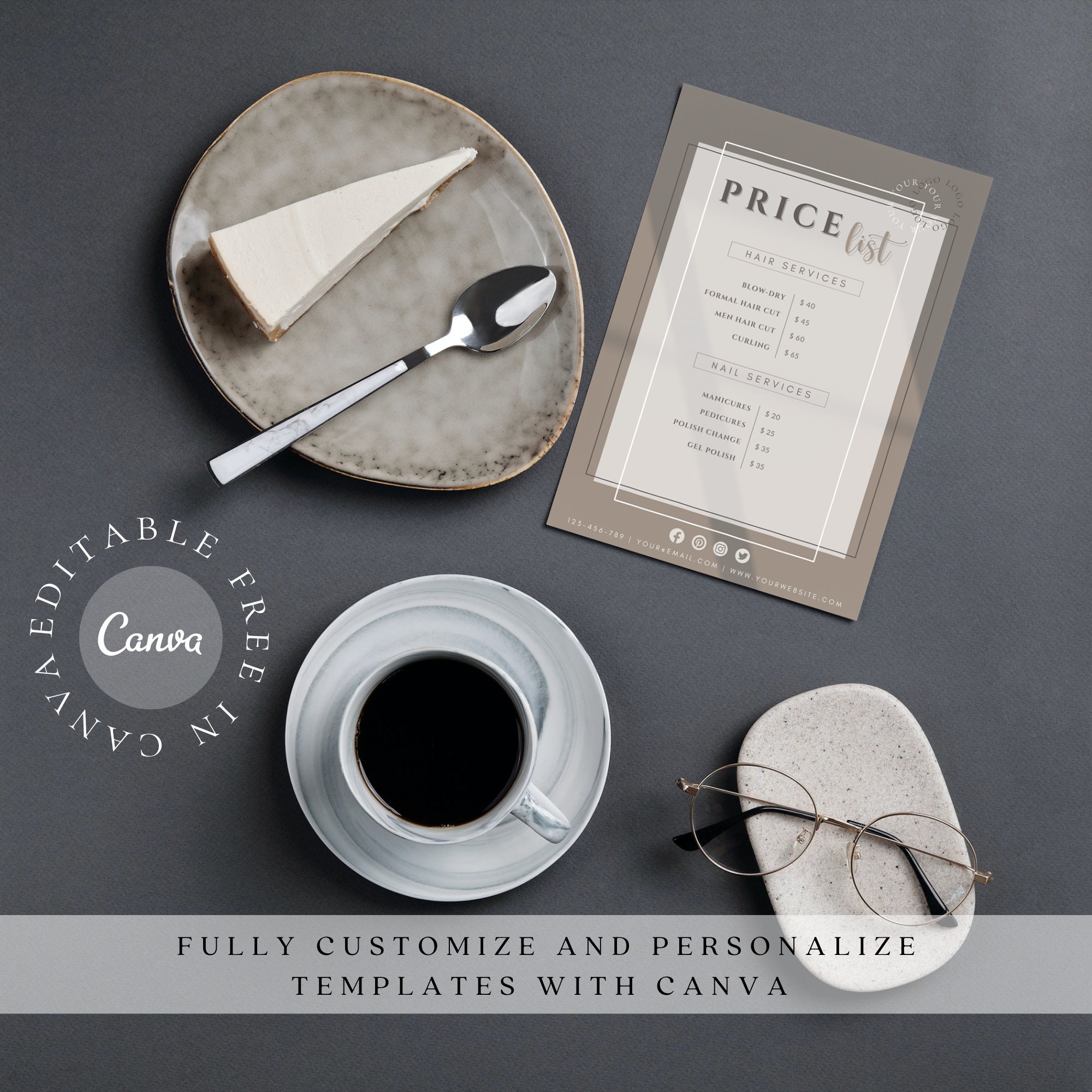 Price List Template DIY, Editable Pricing Guide Sheet, Printable Small ...