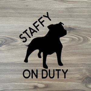 Staffy on duty - Vector drawing SVG PNG  for dog lovers to create car stickers by cutting or printing
