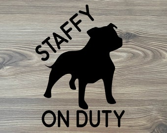 Staffy on duty - Vector drawing SVG for dog lovers to create car stickers by cutting or printing