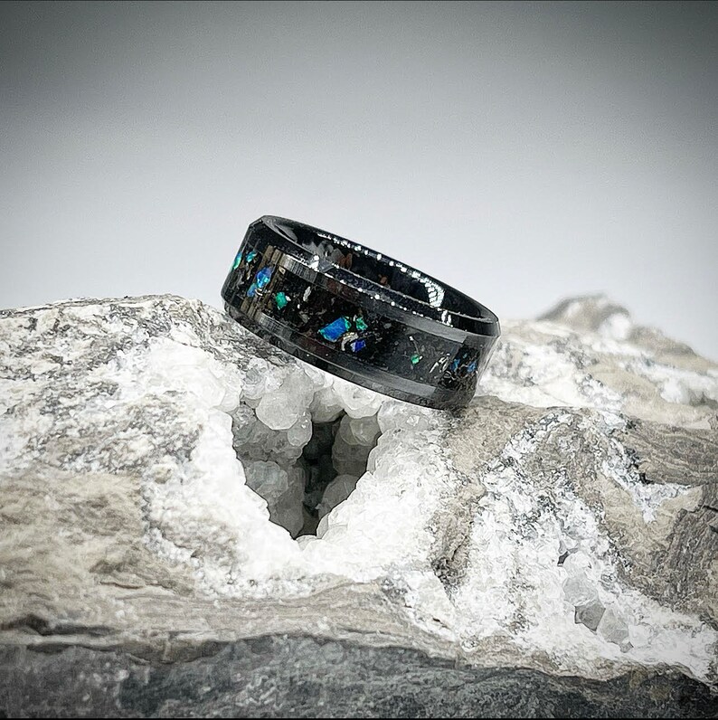 Schwarzer Sand (Vulkanasche) Ring, Einzigartige Verlobung, Vulkan Schmuck, Wikinger Schmuck, Vulkan Asche, Island Schmuck, Esche Schmuck, CS Bild 6