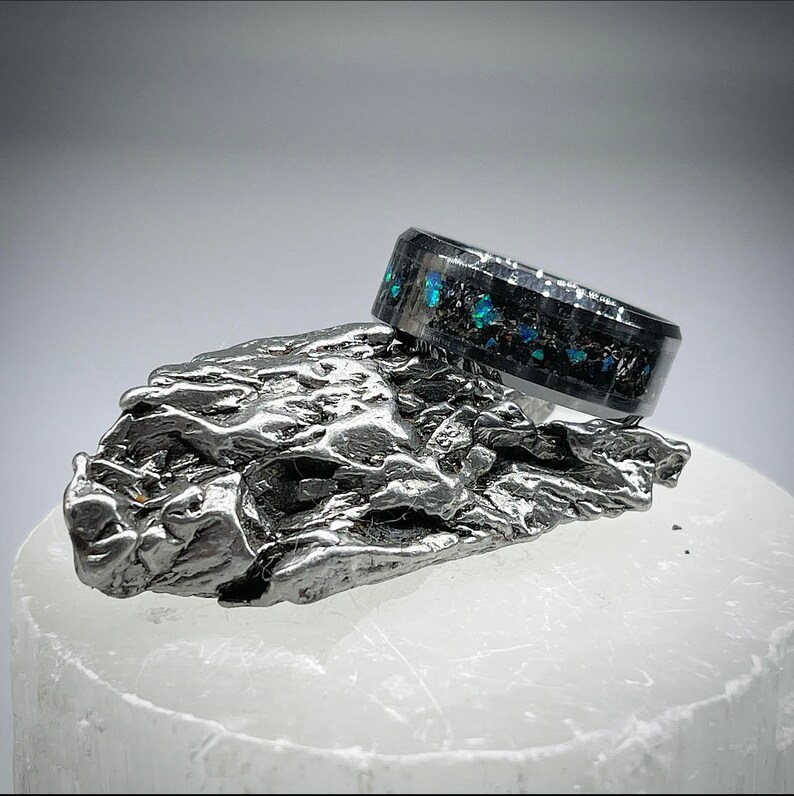 Schwarzer Sand (Vulkanasche) Ring, Einzigartige Verlobung, Vulkan Schmuck, Wikinger Schmuck, Vulkan Asche, Island Schmuck, Esche Schmuck, CS Bild 4