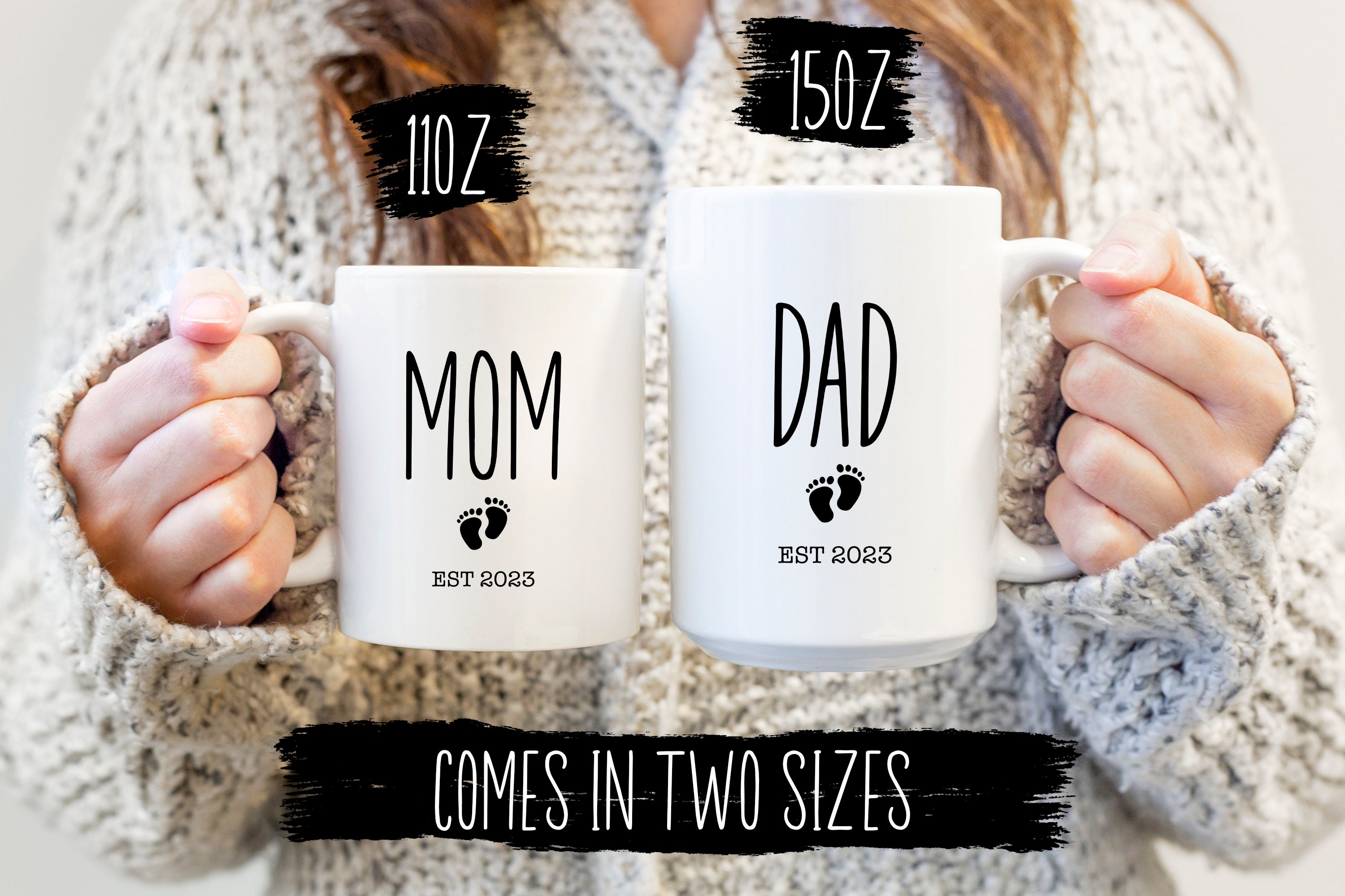 Suhctuptx Pregnancy Gifts for New Parents Est 2023, New Mom Gifts Set for  Pregnancy Announcement, Baby Shower Gender Reveal with Mom & Dad Mugs