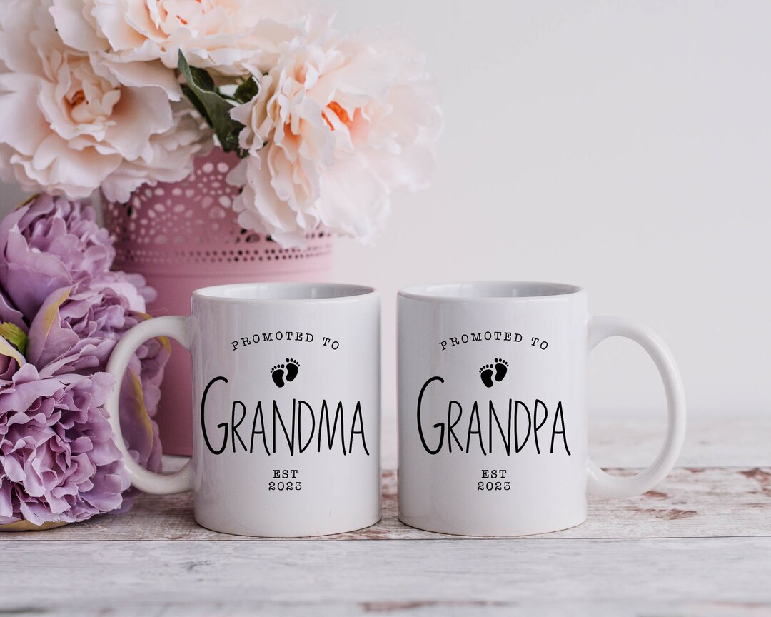 New Grandma Grandpa Mug Setpregnancy Announcement Mug Baby Etsy