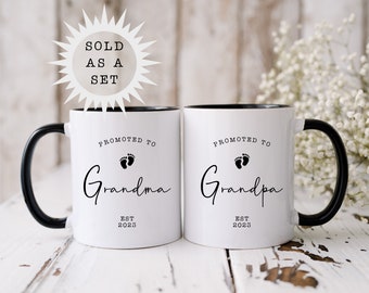 Grandma Grandpa Mug Set, Pregnancy Announcement,Grandparents Mug set, New Grandpa Mug, New Grandma Mug, New Baby Announcement