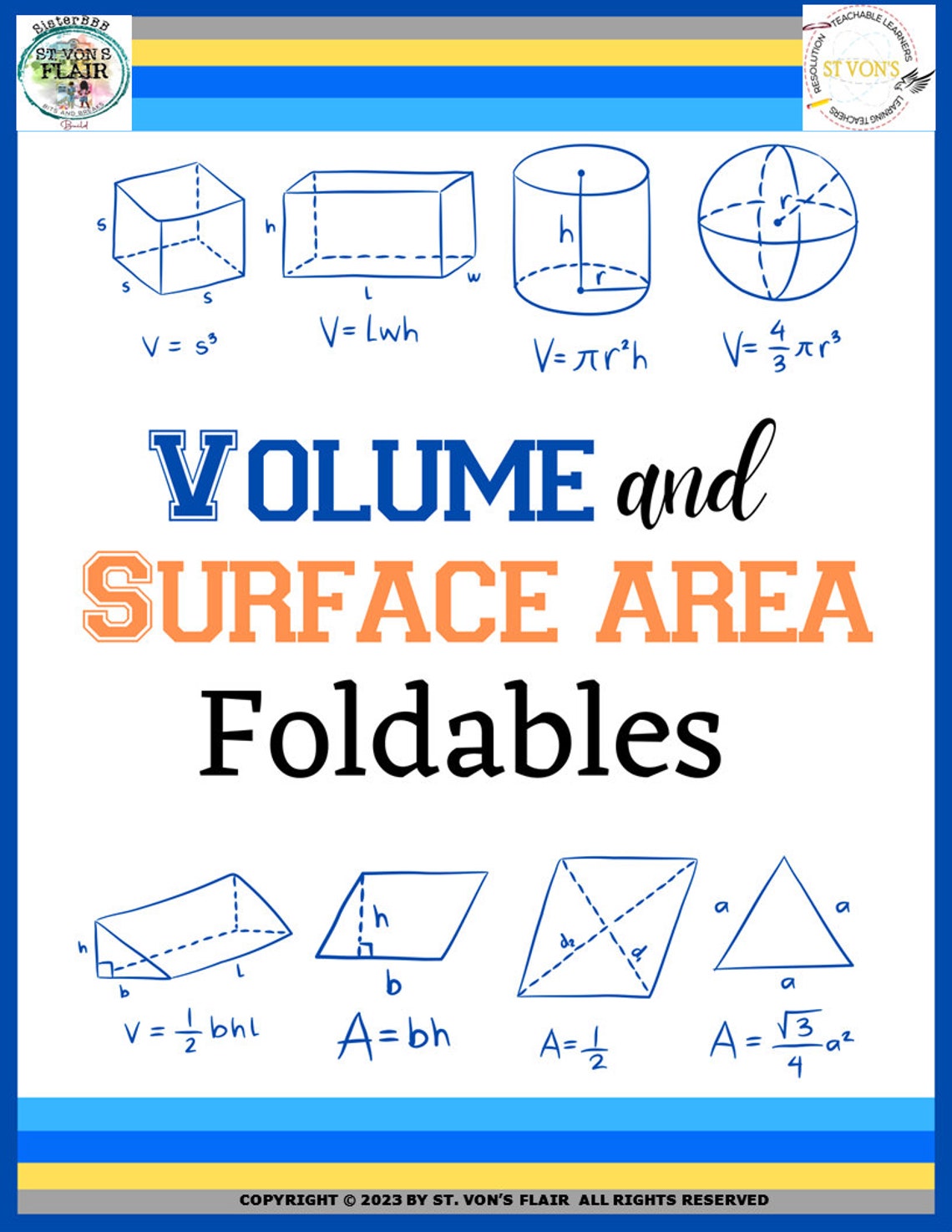 Volume and Surface Area Foldables |prism Pyramid Cone Cylinders Word ...